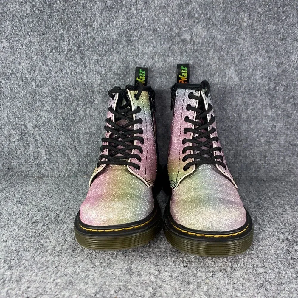 Dr. Martens Boots 1460 Girls 13 Pink Ombre Glitter Lace Up Combat Shoes - Picture 3 of 12